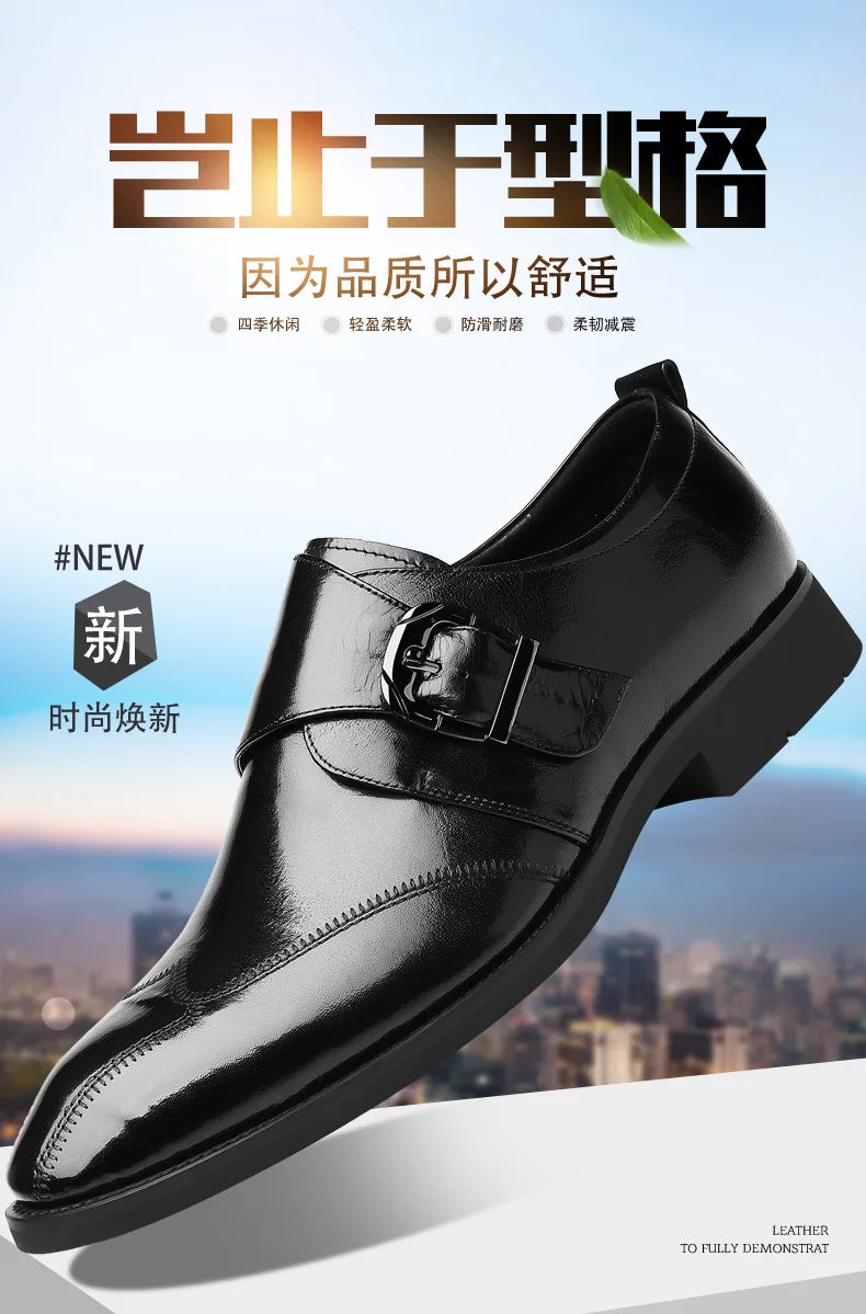 Zapatos de vestir de negocios para hombre con cierre, zapatos de cuero formales para hombre, calzado Oxford, mocasines Oxford de cuero de alta calidad para hombre