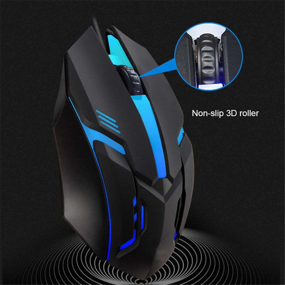 Ratón USB con cable E-Sports, ratón de juegos LED colorido, ratón óptico con cable de 5000 DPI para ordenador de sobremesa, portátil, PC