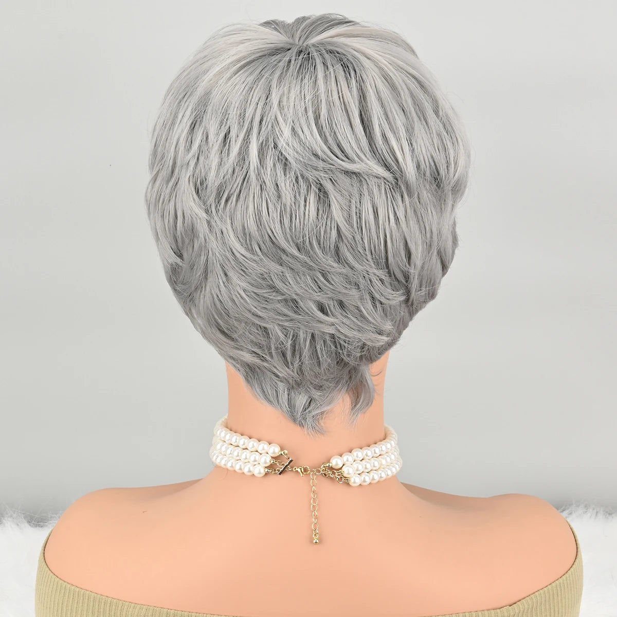Grey Curly Pixie Wig