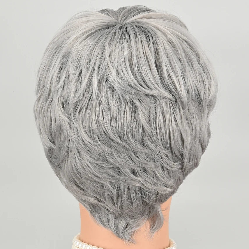 Peluca Pixie Rizada Gris
