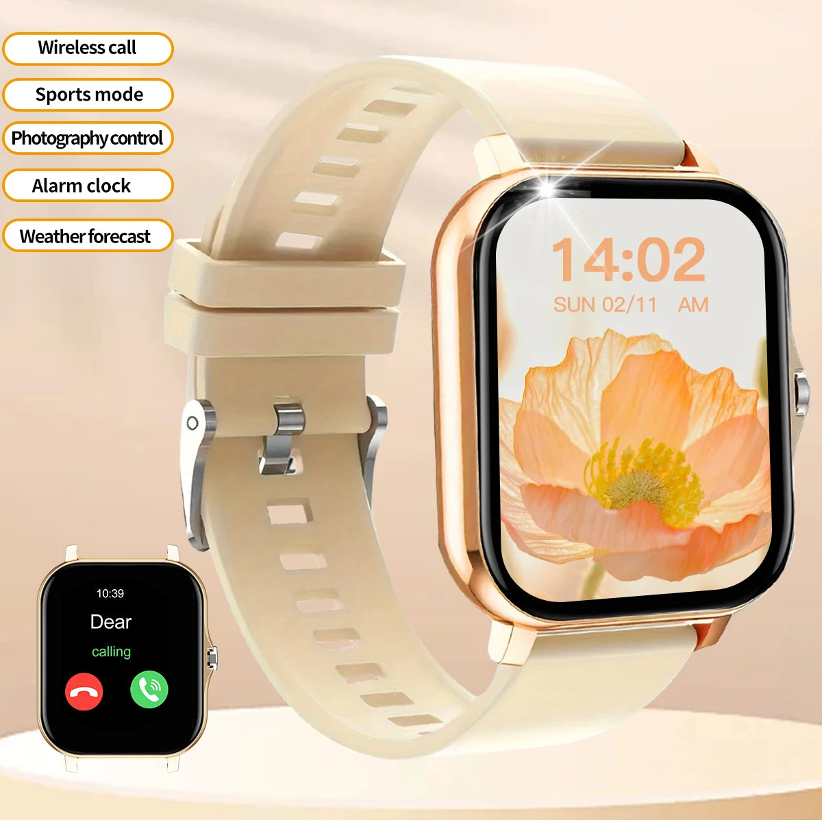 Reloj inteligente con llamada Bluetooth, smartwatch con dial táctil para Android, música, rastreador de actividad física, relojes deportivos