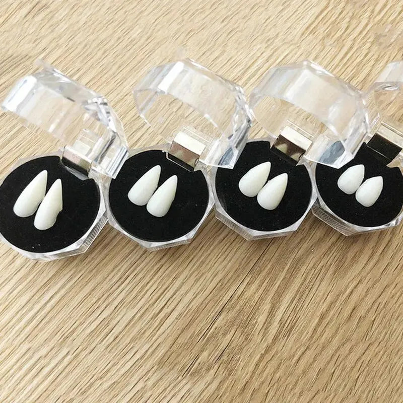 1 Pair Vampire Teeth Fangs Dentures Props Halloween Costume Props False Teeth Solid Glue Denture Adhesive Halloween Decor Party