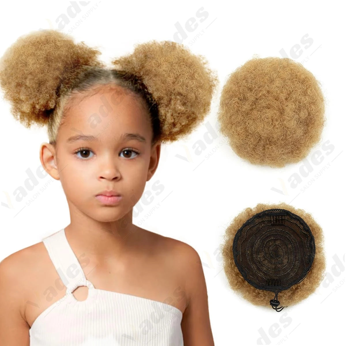 VADES HAIR Afro Puff Hair Bun Human Hair Small Drawstring Ponytail Natural Black Curly Hairpiece 4 6 8 inch One piece per pack