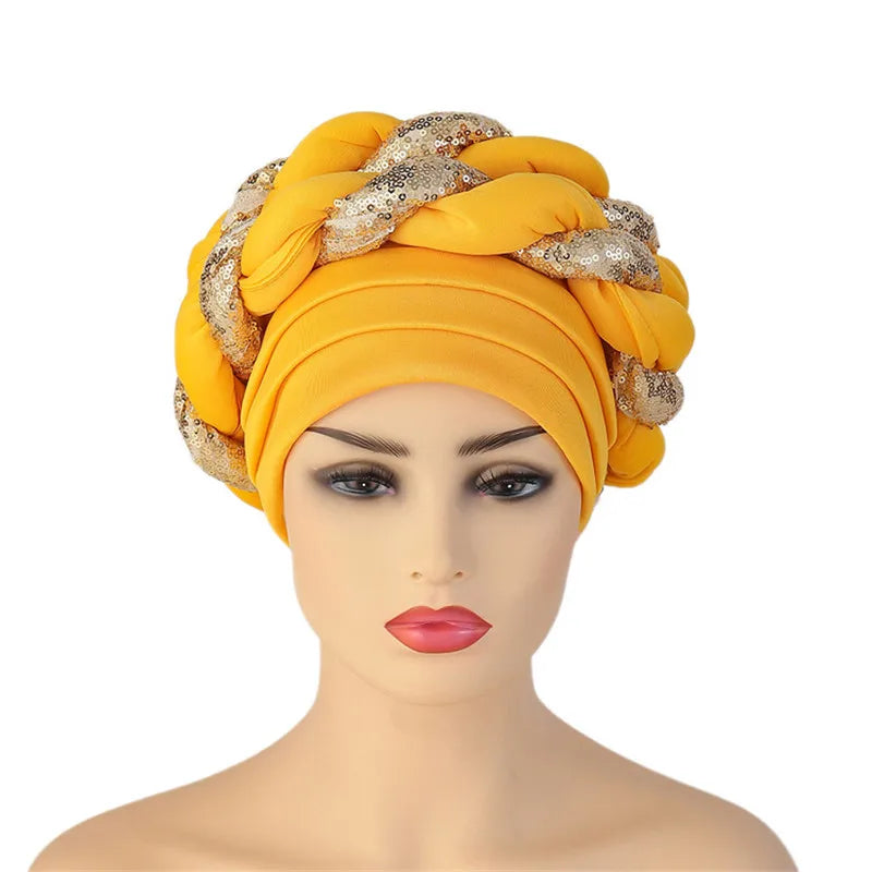 Sequin Braid African Turban