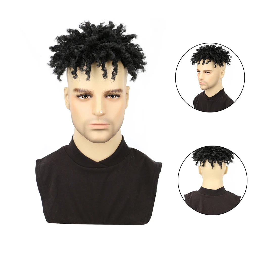 Saisity Perruque courte synthétique dreadlocks pour hommes africains au quotidien