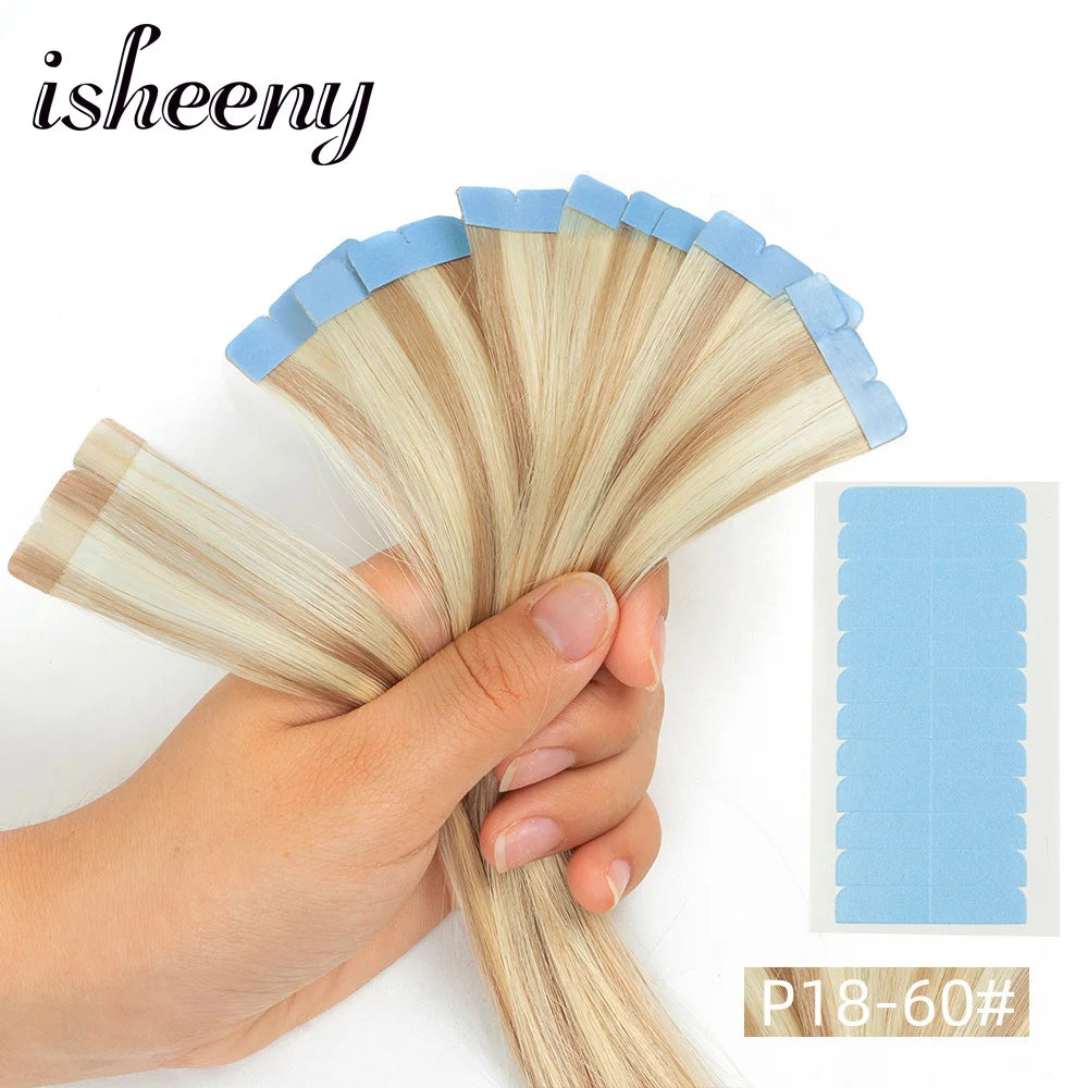 Mini Tape in Human Hair Extensions Machine Remy Adhesive Seamless Tape In Hair Straight Hair Extensions 10pcs/pack 12-24 Inches