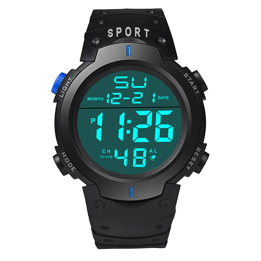 Montre électronique de sport pour homme, étanche, lumineuse, multifonction, pour le fitness en plein air, grand écran
