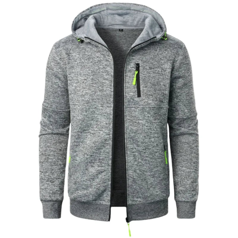 Sudadera con capucha de manga larga para hombre, diseño de cremallera, sudadera con capucha, ropa deportiva, chaqueta casual ajustada