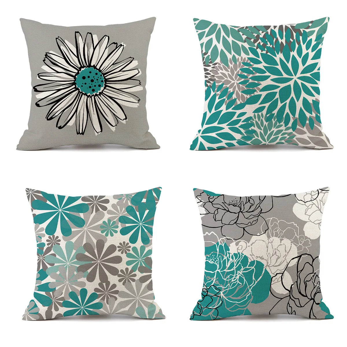 Housse de coussin d'extérieur imperméable 45x45, motif floral, décorative, pour canapé