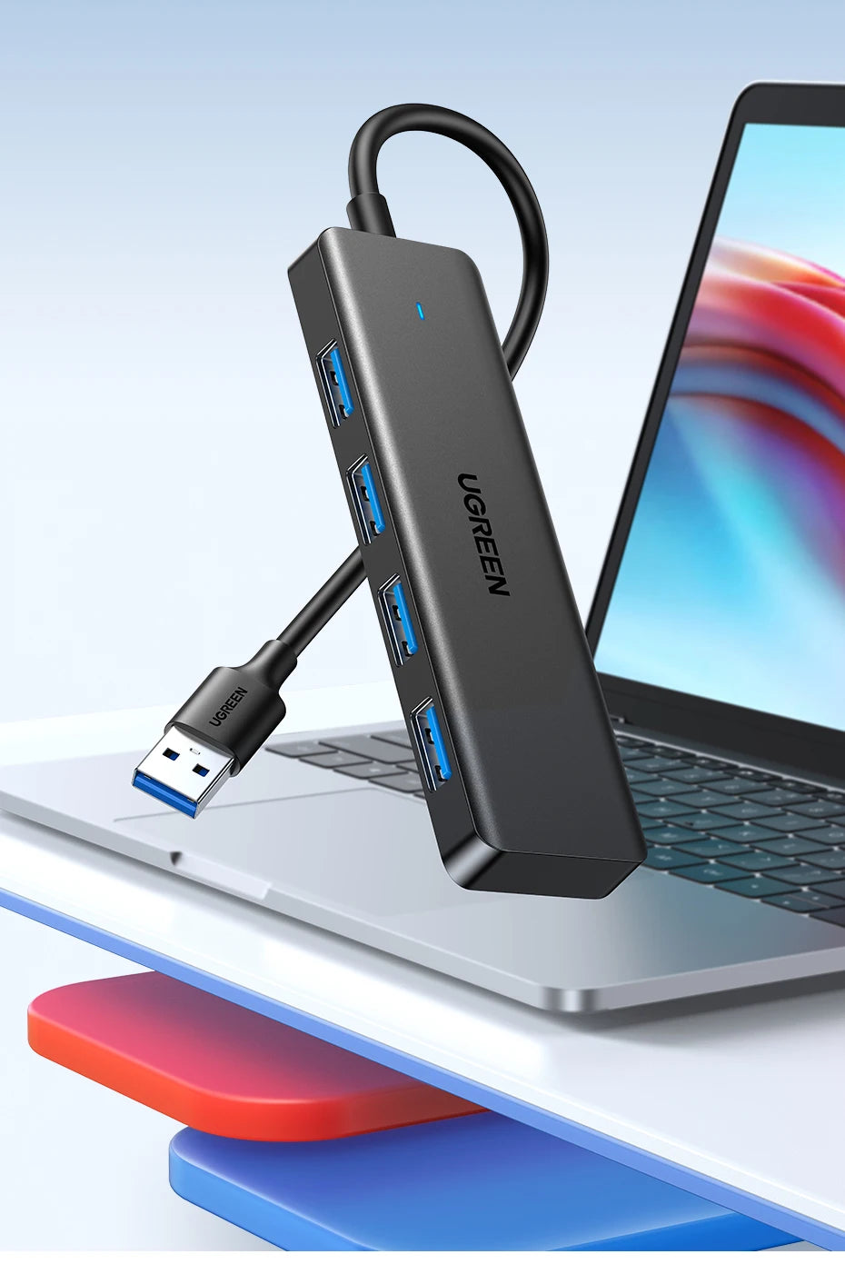 UGREEN Concentrador USB 3.0 de 4 puertos, USB HUB delgado para ratón, teclado, compatible con MacBook Pro Air Laptop, PC de escritorio, Xbox, PS5 Splitter