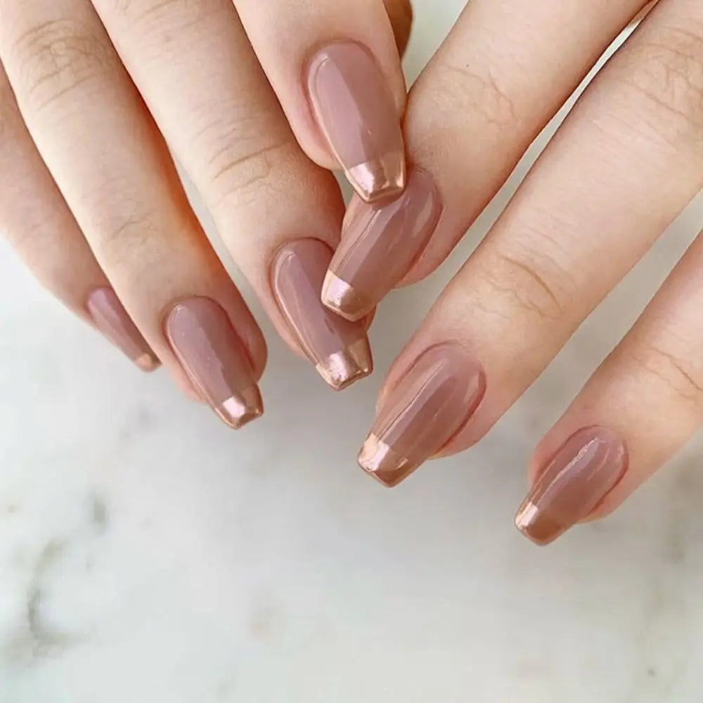 24 stk. Gradient Falske Negler Fransk Ballerina Negler Vanntett Falske Medium Kiste Falske Negler Fingernegler Press-on Negler Tips