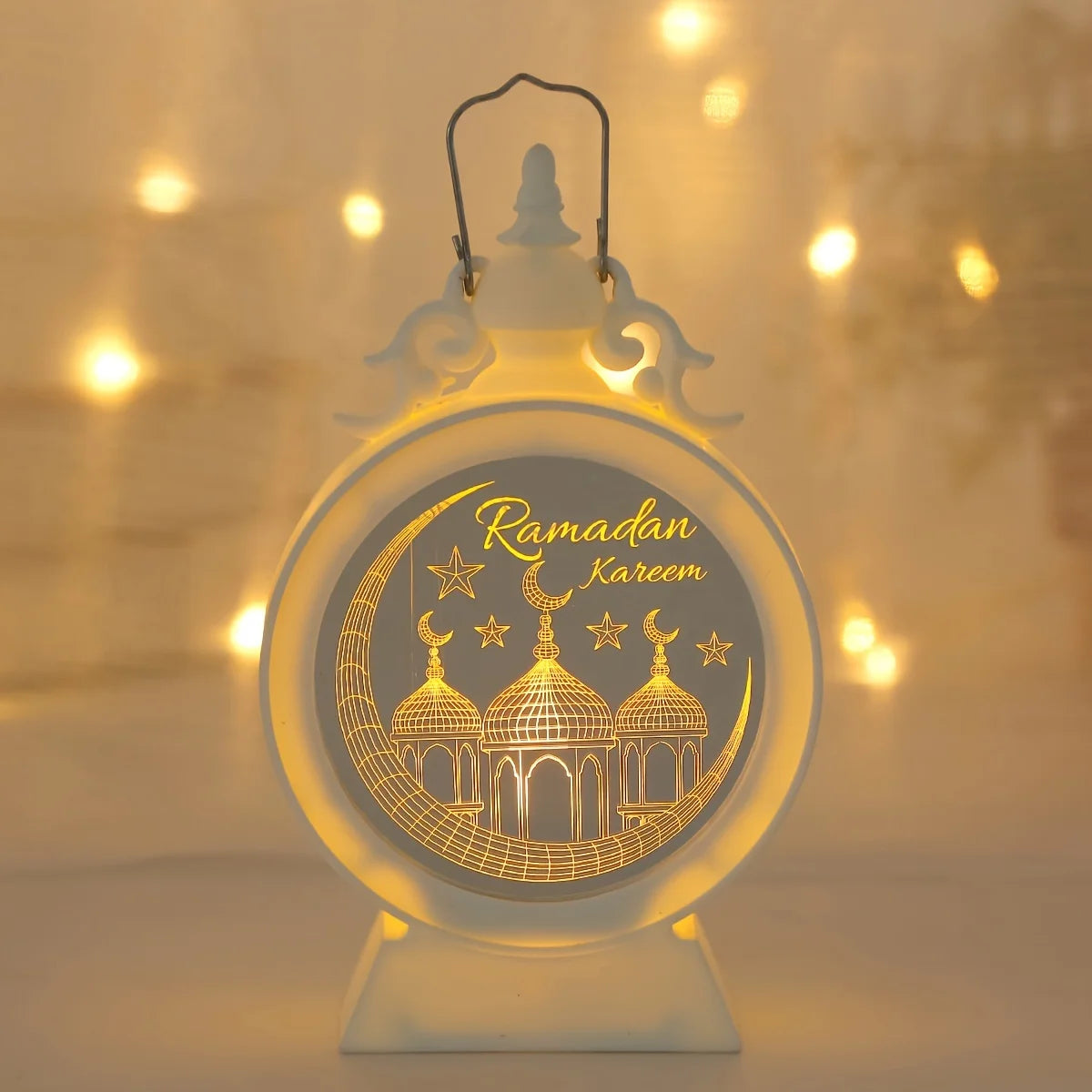 Adornos de Eid Mubarak Linterna LED Luces de fiesta islámicas musulmanas para decoraciones de Ramadán Ramadán Kareem Regalo de Eid Al Adha