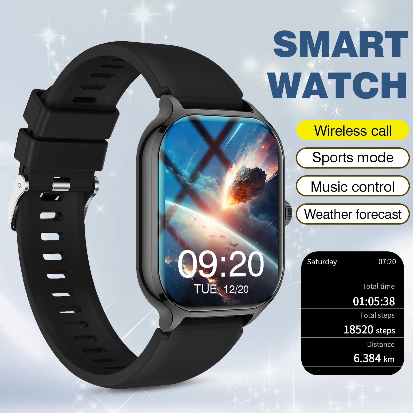 Reloj inteligente, llamadas inalámbricas, dial personalizable, fotografía remota, múltiples modos deportivos, compatible con iPhone/Android