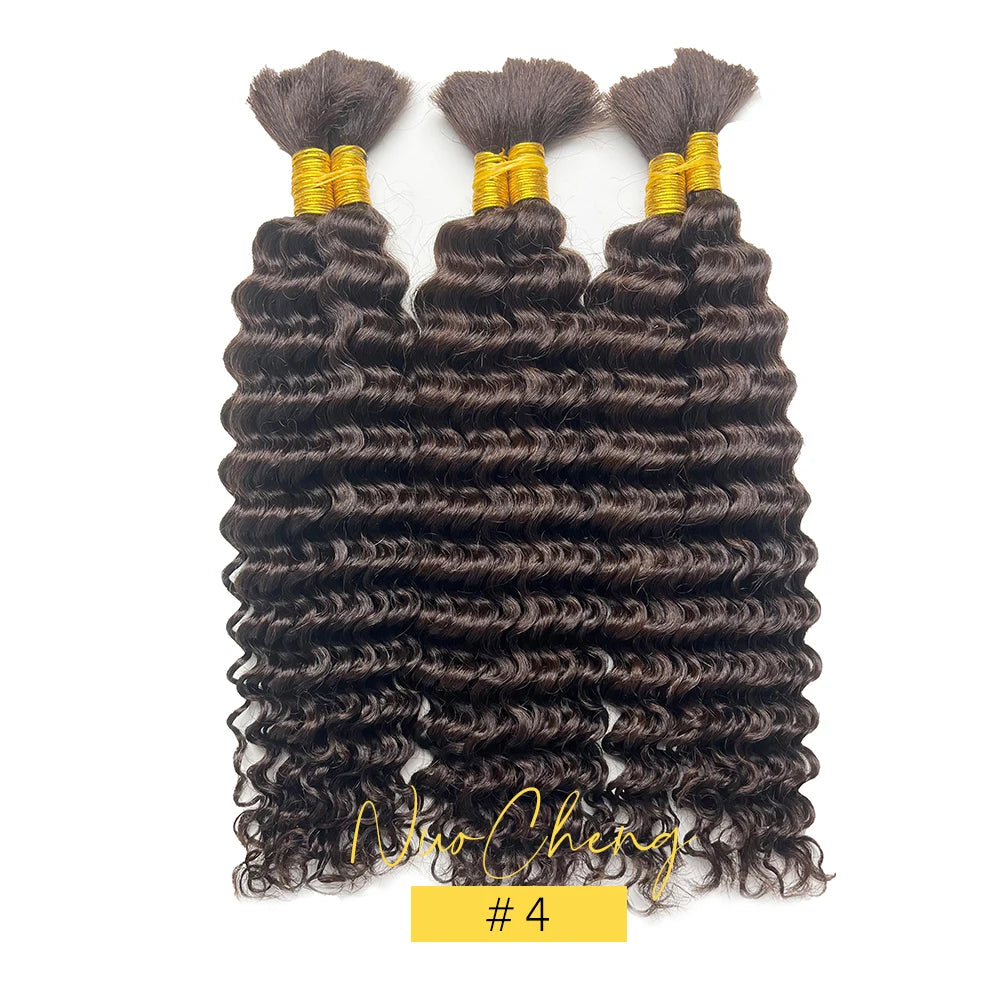 Deep Wave Bulk Human Hair for Braiding No Weft 100g (1 Pack-2 Bundles) Brazilian Virgin Human Hair Braiding Hair For BOHO Braids