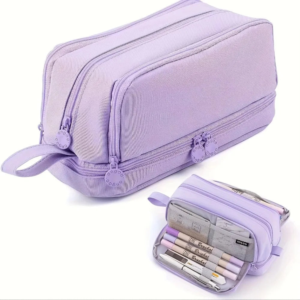 Trousse à crayons 3/4 compartiments multicouches grande capacité pour écoliers, compartiment transparent pour stylos