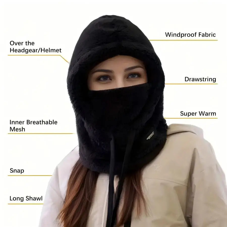 Winter Warm Balaclava Thermal Windproof Ski Hood Motocycle Face Cover Polar Fleece Adjustable Cycling Neck Cover Full Face Mask