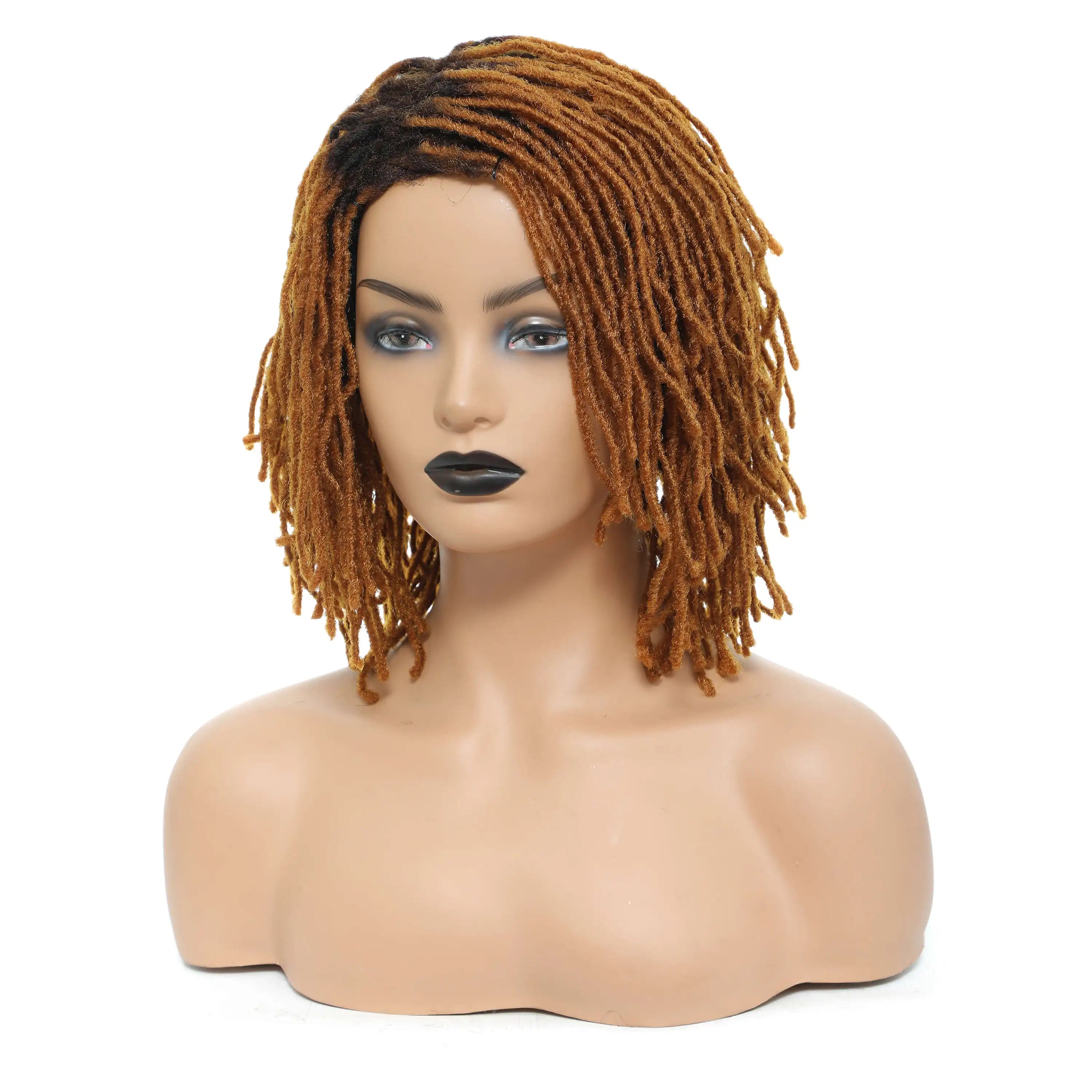10Inches Braided Wigs Afro Bob Wig Synthetic DreadLock Wigs For Black Woman Short Curly Ends Cosplay Yun Rong Hair