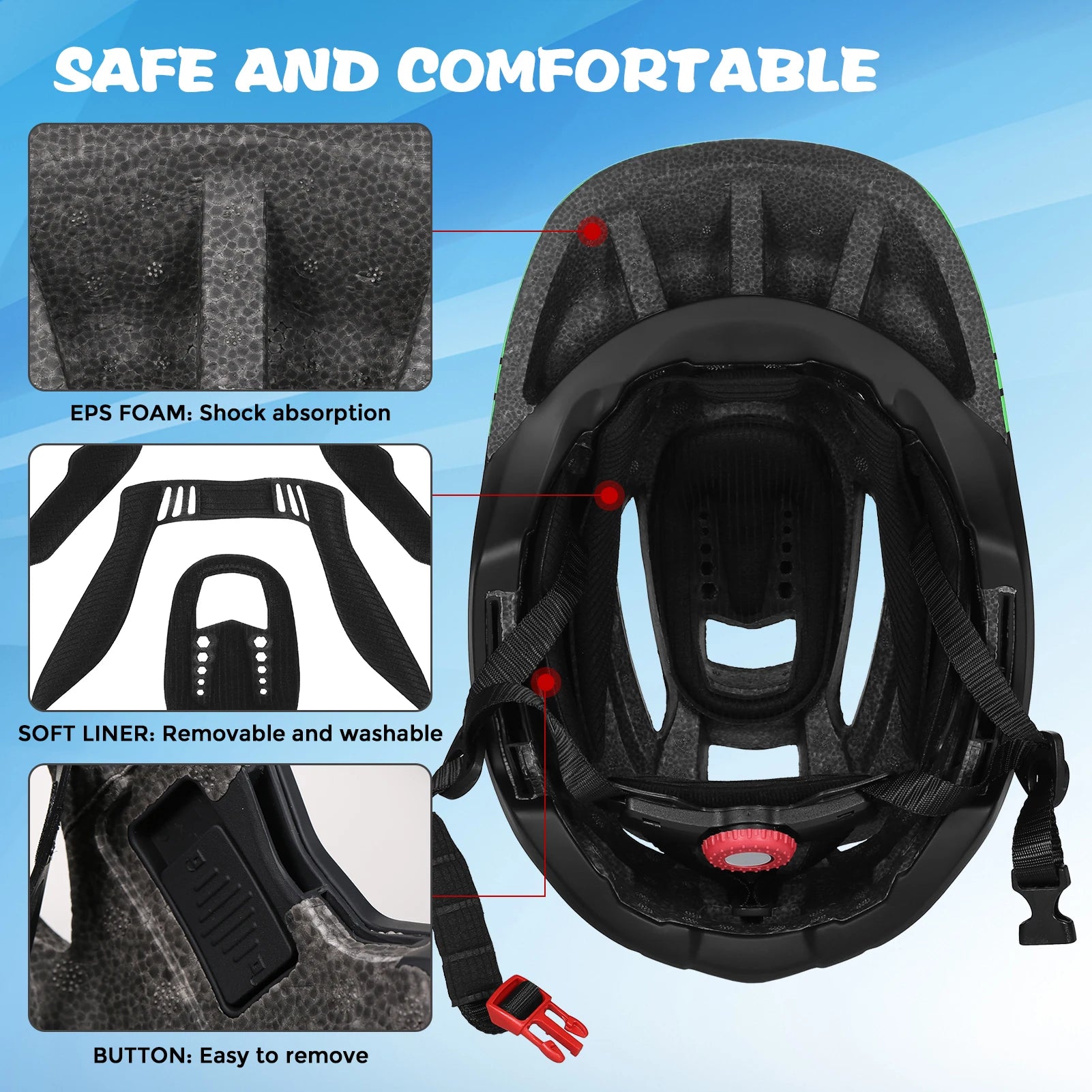 Lixada Casque intégral pour enfants, détachable, équipement de sécurité pour le sport, le vélo, le skateboard, le roller
