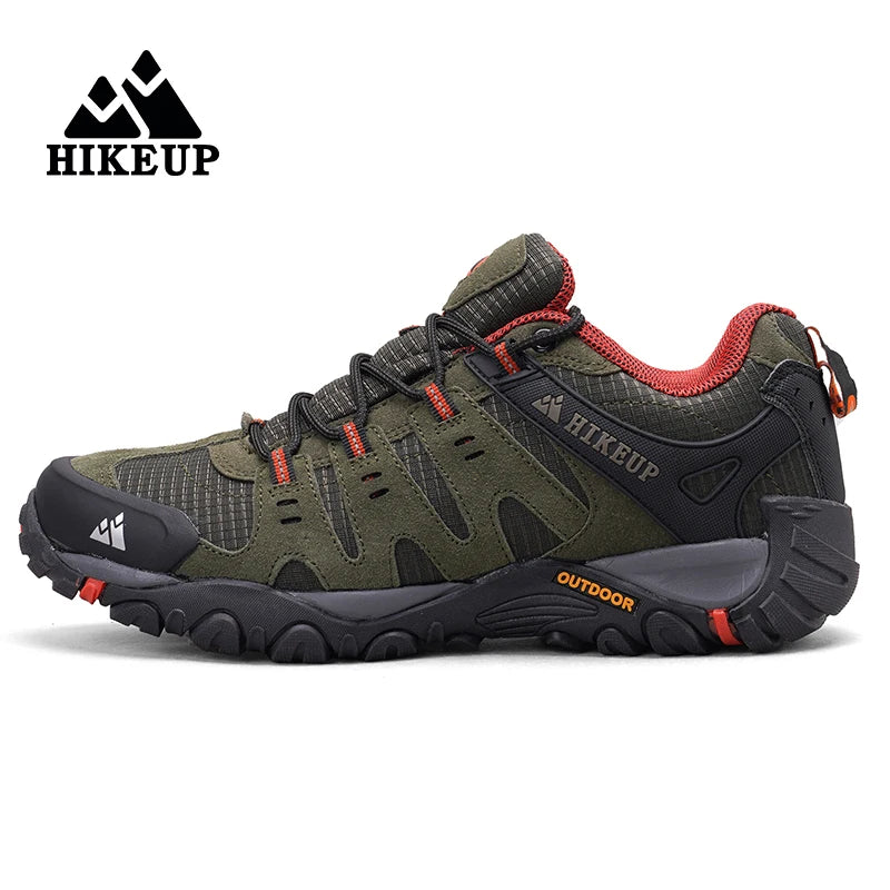 HIKEUP Zapatillas de senderismo para hombre de cuero de ante, calzado de exterior resistente al desgaste, zapatillas tácticas de trekking, senderismo y caza para hombre