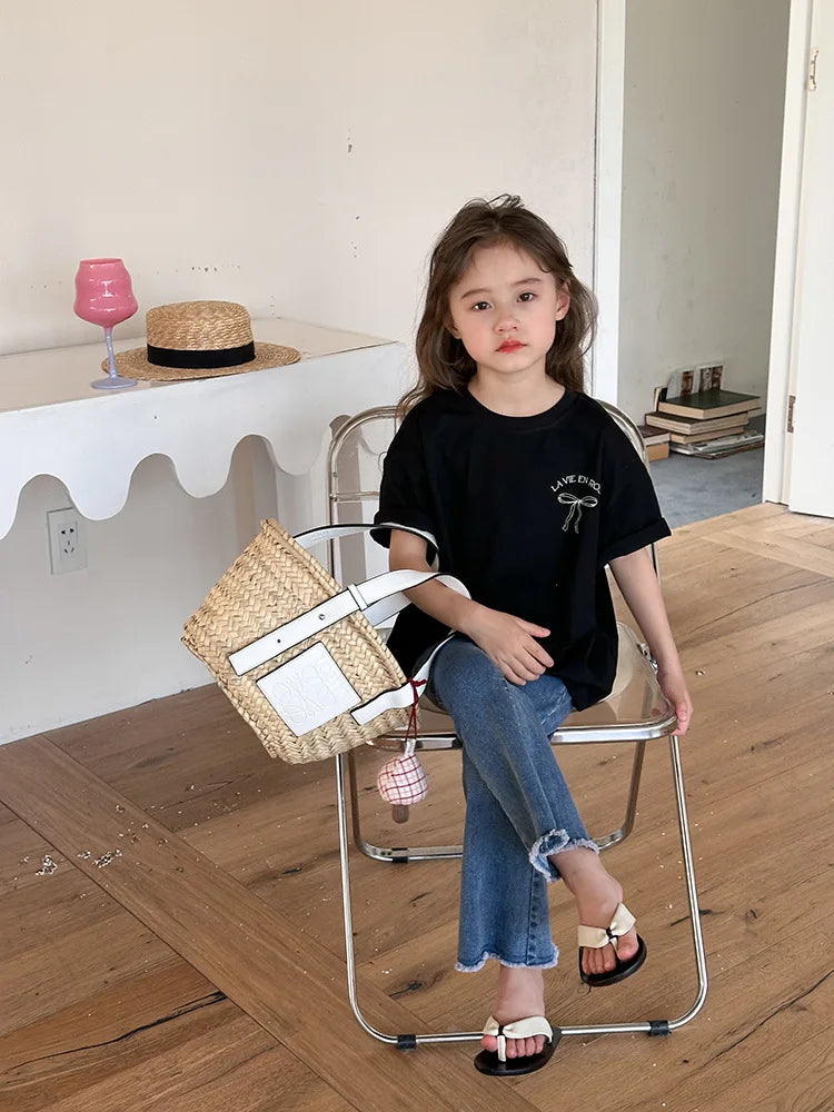 Ropa Infantil Niña Niños Camiseta de Manga Corta Ropa de Niña Verano Tops Ropa de Niños Ropa de Niño Ropa De Niña Ropa De Niño