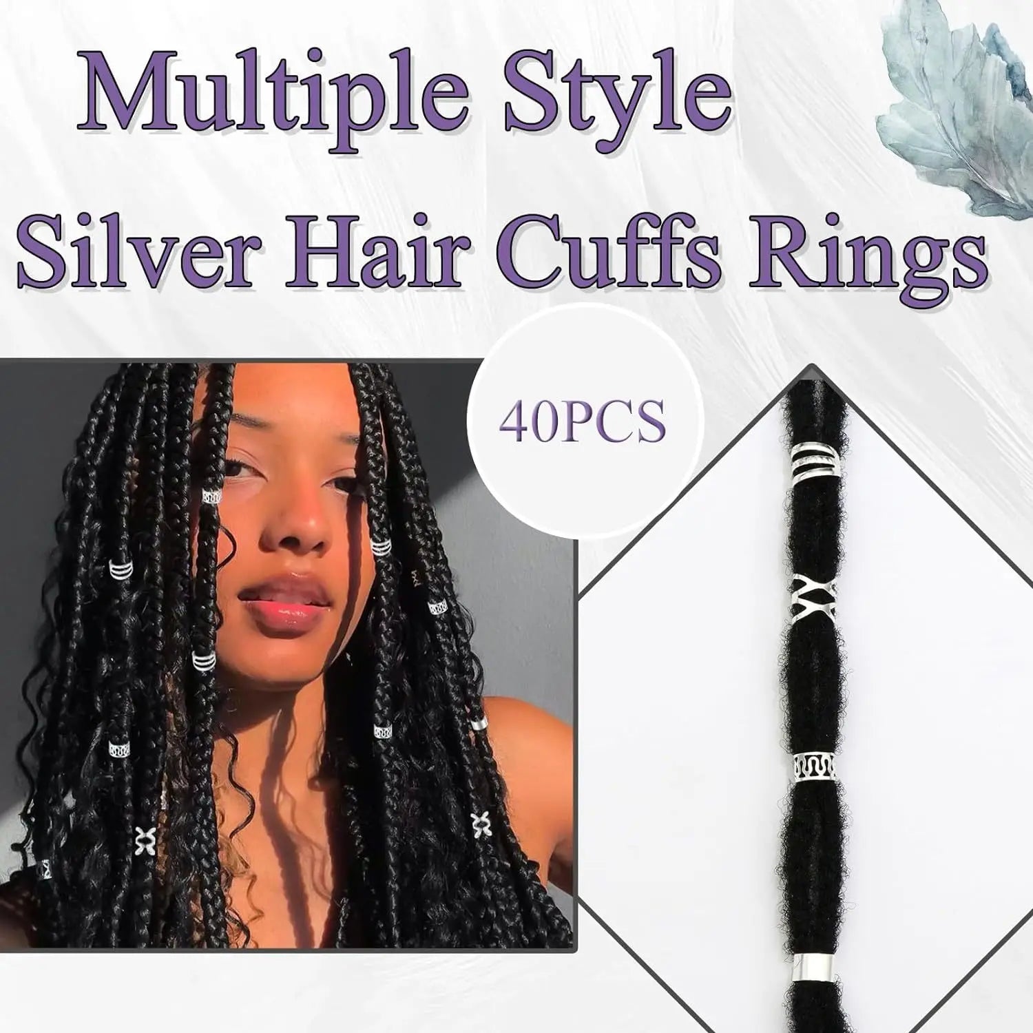 40pcs/set Hair Jewelry for Braids Gold Hair Cuffs Multi Style Rings Adjustable Hair Beads for Braid Dreadlock Accessories