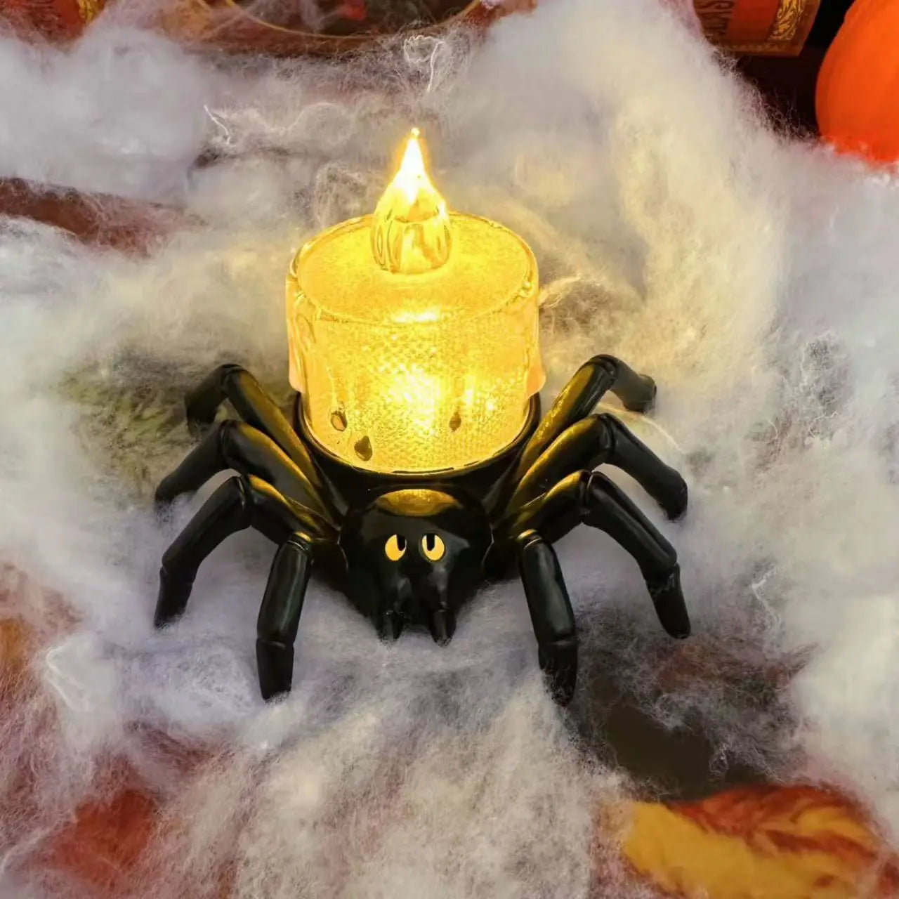 Decoración de Halloween de araña, luz LED de vela espeluznante, sin llama, parpadeo seguro, decoración de fiesta, ambiente festivo, vacaciones