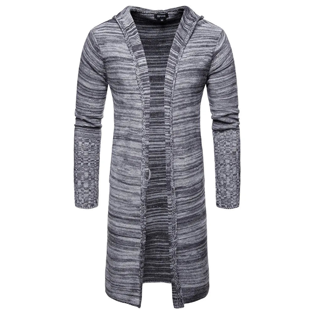 Chaquetas de hombre 2022 primavera otoño nuevo suéter casual para hombre copo de nieve con capucha cárdigan de punto medio largo abrigos de hombre