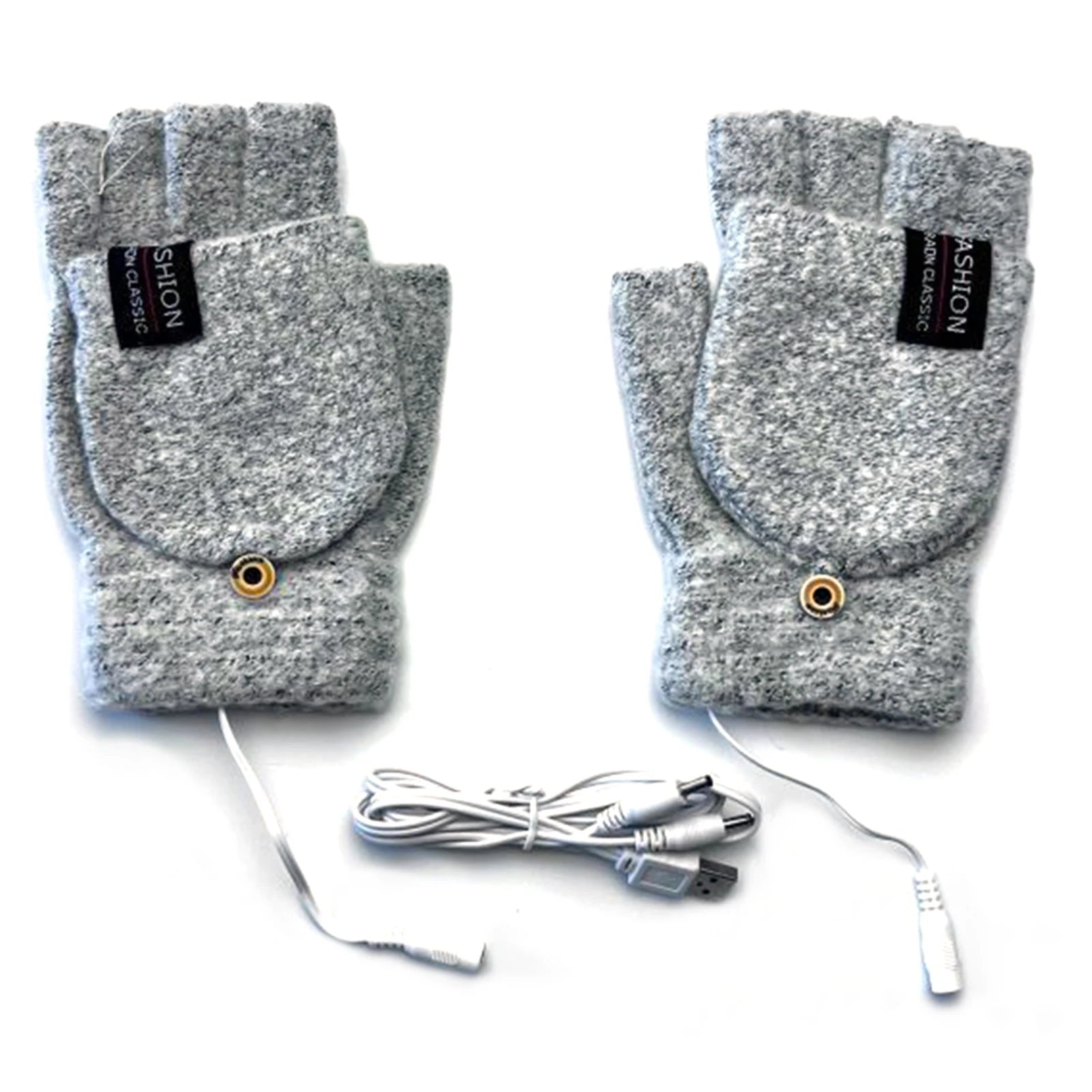 Guantes calefactables eléctricos USB unisex para invierno, exteriores, de color liso, mitones calentadores de mano de dedo completo y medio, térmicos