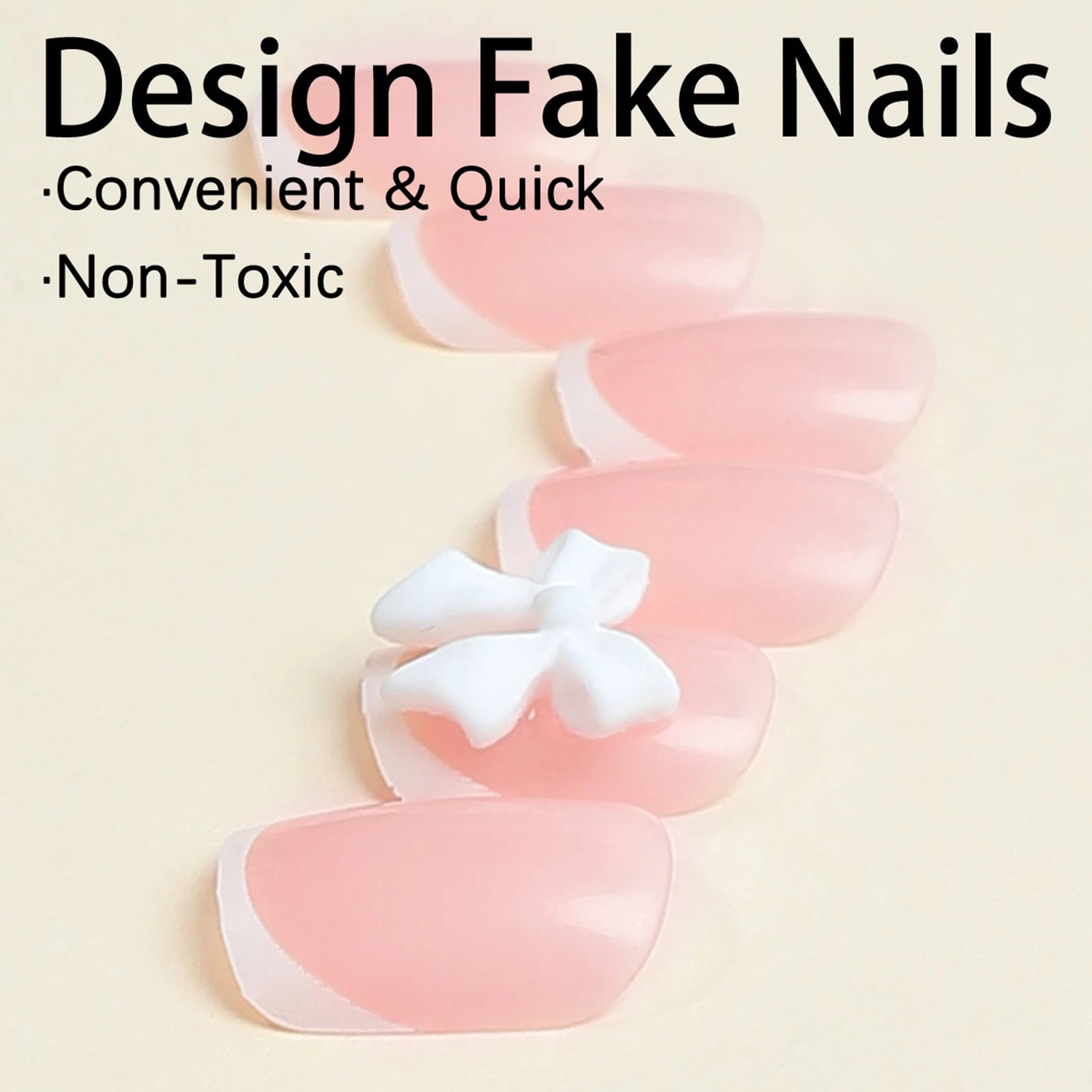 Uñas postizas de punta francesa, larga duración, elegantes, manicura artística para la vida diaria y uso cotidiano