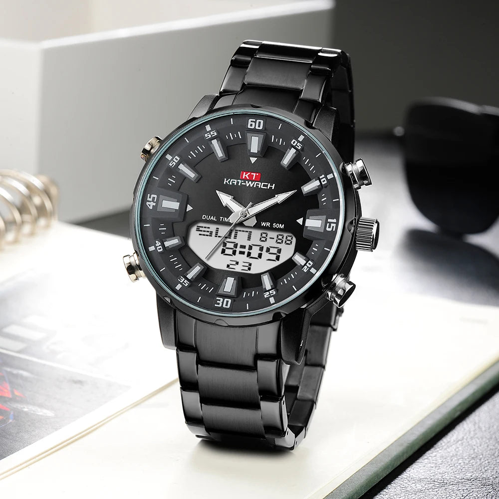 Reloj de pulsera KAT-WACH para hombre, de cuarzo, de lujo, de alta calidad, original, digital, resistente al agua, 2024