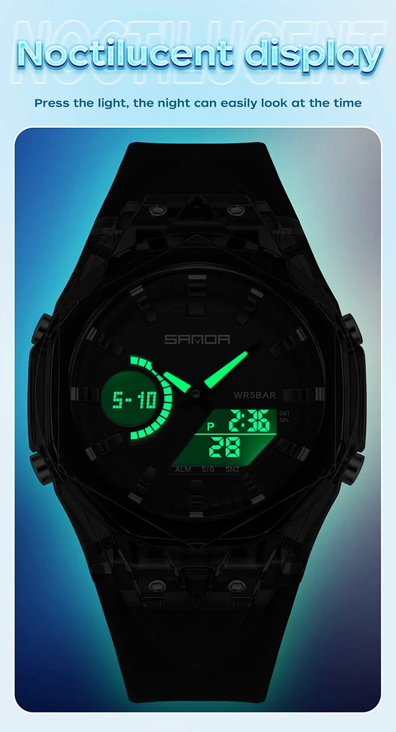 Relojes deportivos digitales para hombre, marca de lujo, relojes de pulsera de cuarzo para hombre, reloj de pulsera multifunción de doble pantalla