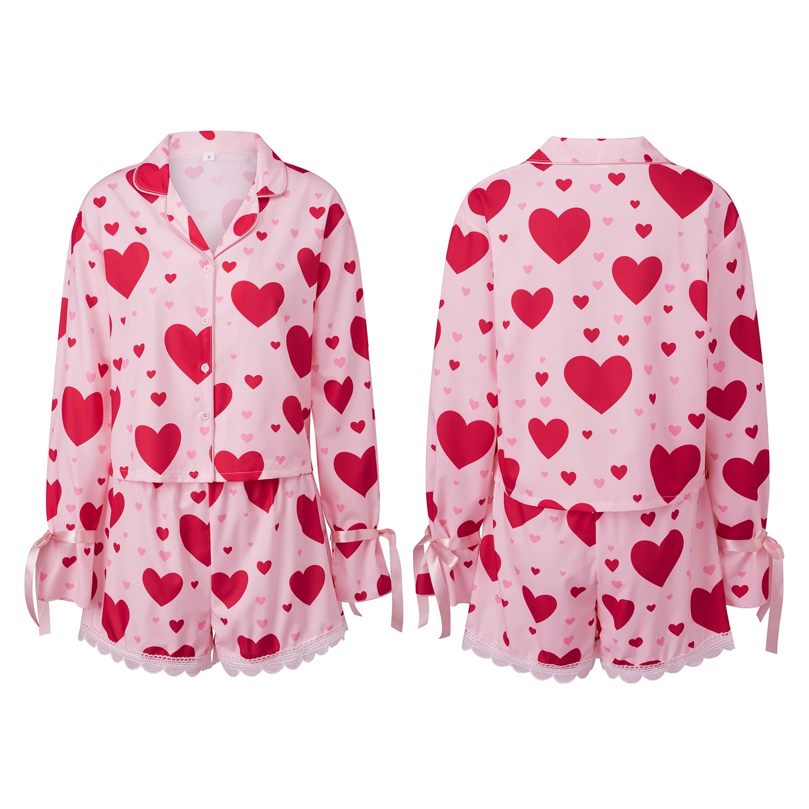 Conjunto de pijama con estampado de corazones