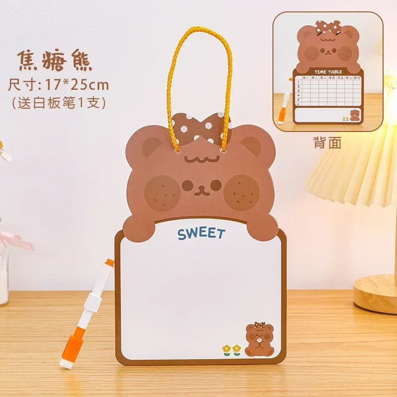 Pizarra de cartón de doble cara con dibujos animados y rotulador, borrable, para niños, con diseño de animales