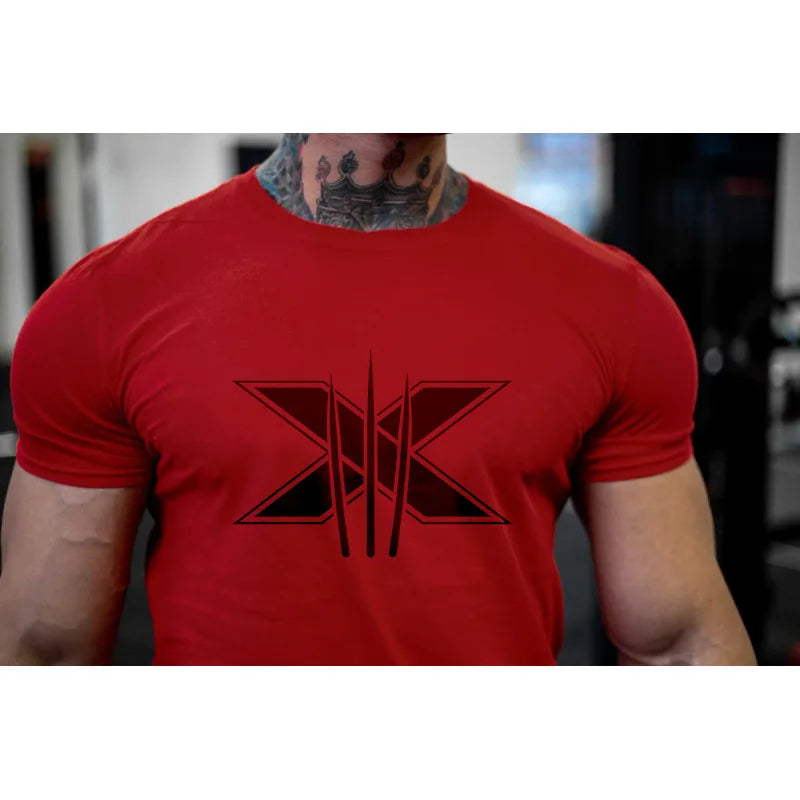 Ropa de gimnasio para hombre, camiseta de manga corta de algodón deportivo, para correr, entrenamiento, ajustada, estampada, sudadera, camisetas casuales