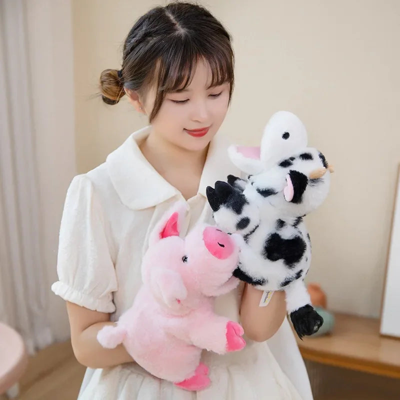 Peluches Animaux Jouets Main Doigt Histoire Marionnette Kawaii Poupées Éducatifs Bébé Jouets Canard Agneau Vache Chien Cheval Enfants Cadeau
