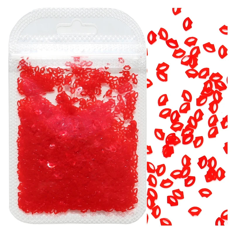 2g Holographic Nail Art Glitter Shiny Sweet Love Red Heart Flakes Sequins 3D Nail Paillette Manicure Valentine's Day Decorations