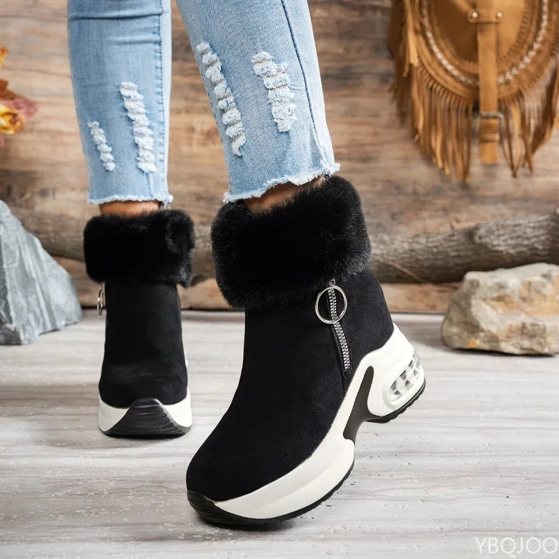 Bottes d'hiver confortables en coton pour femmes, nouvelles bottes de sport et de loisirs avec talon incliné, semelle épaisse, antidérapantes et résistantes à l'usure