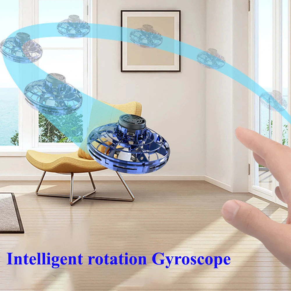 1 unidad Adolescente Volador Girador OVNI Bumerán Mini Dron Magia Levitación Luminoso Giroscopio Inducción Juguetes de Descompresión