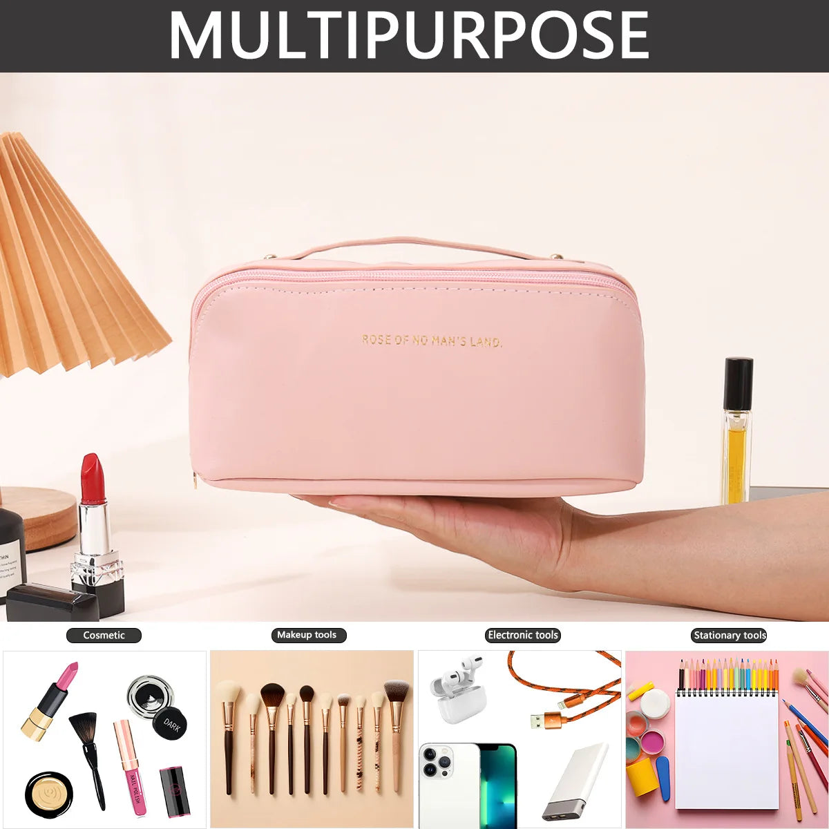 Neceser de Maquillaje para Mujer, Estuche de Maquillaje, Bolsa de Almacenamiento, Caja de Lujo para Mujer, Bolsa Organizadora de Cosméticos con Cremallera para Viajes, Regalo de Navidad