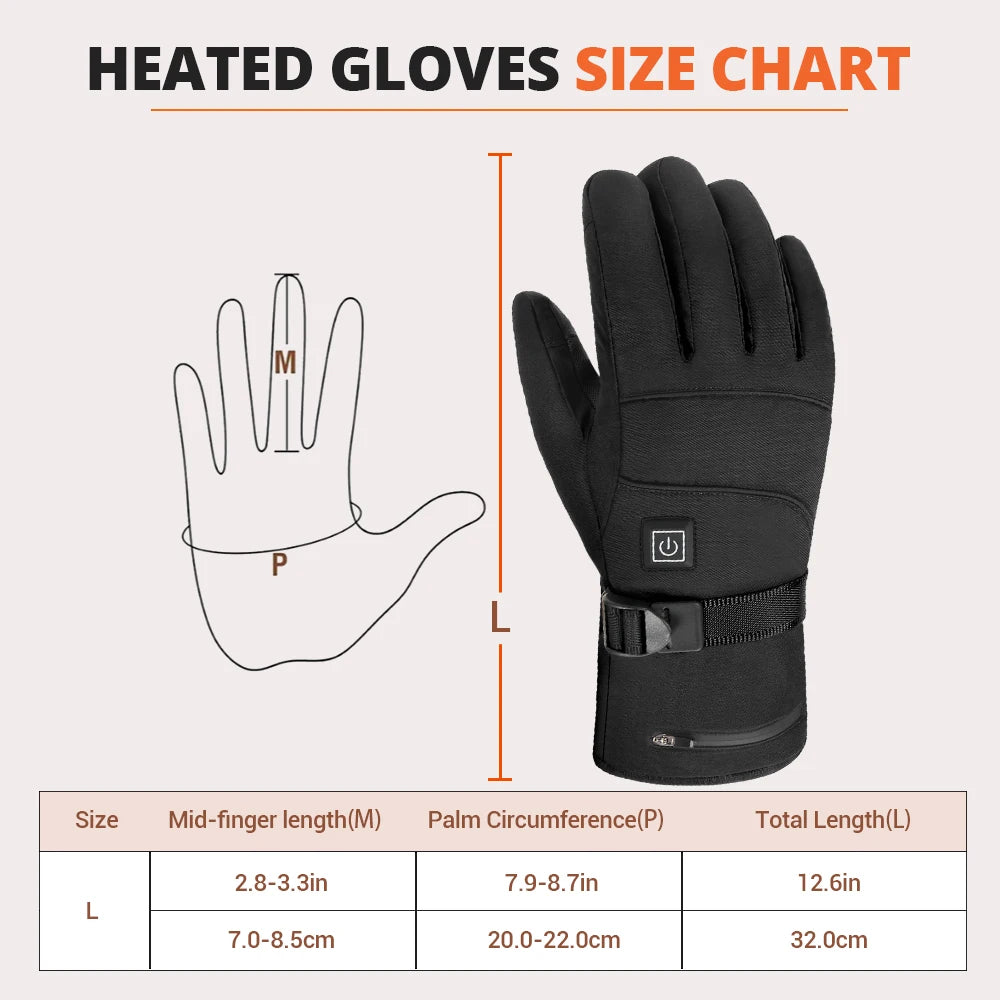 Guantes térmicos eléctricos Guantes de esquí de invierno calefactables para motocicleta cálidos impermeables recargables térmicos para motos de nieve