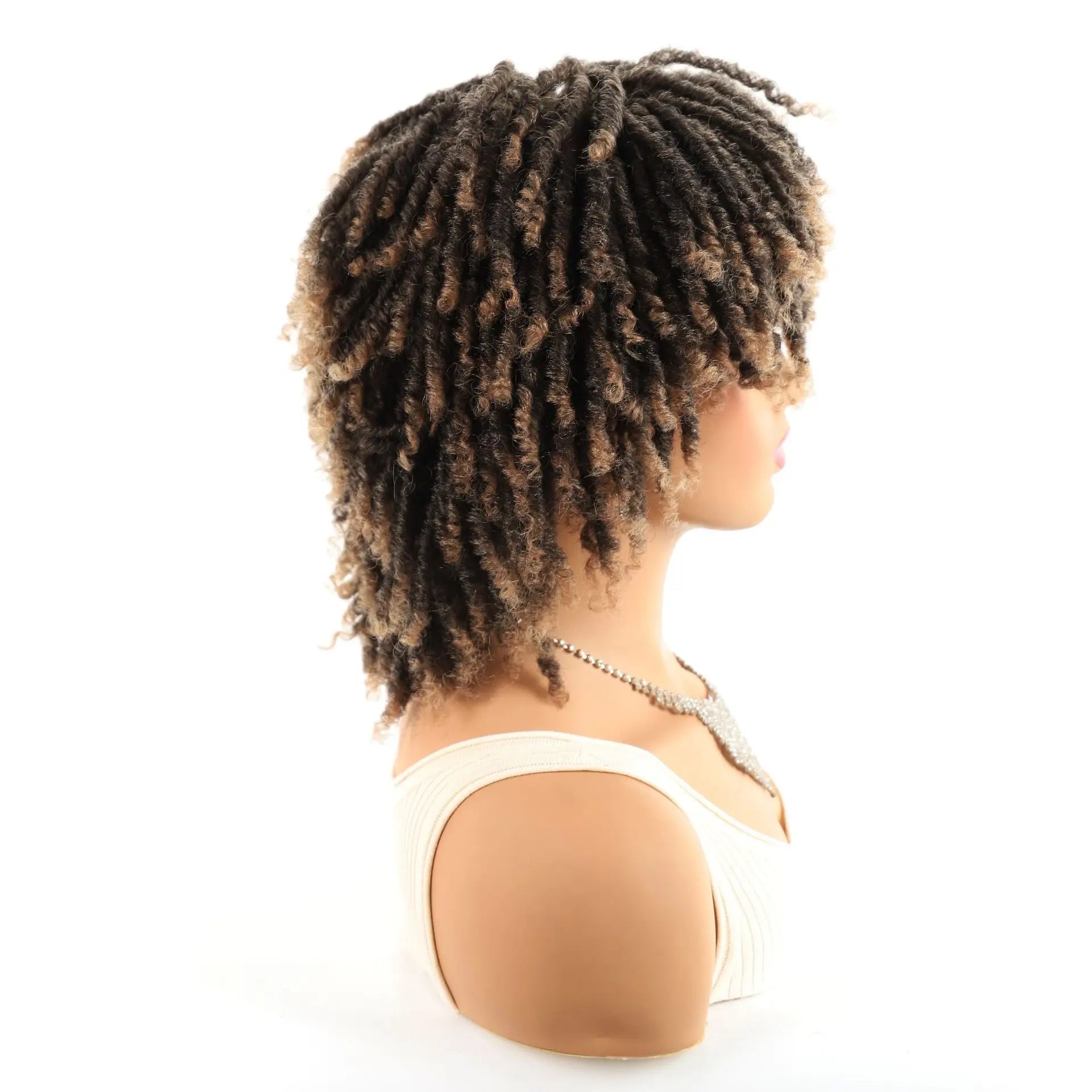 Heat Resistant Synthetic Multicolor African Faux Locs Wig Tube Curl Hollow Curl Small Curly Full Wig