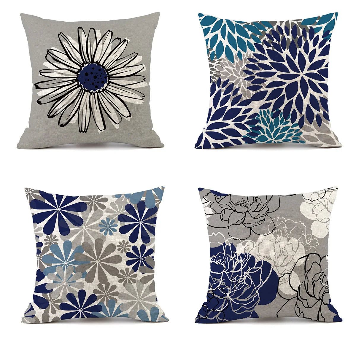 Housse de coussin d'extérieur imperméable 45x45, motif floral, décorative, pour canapé