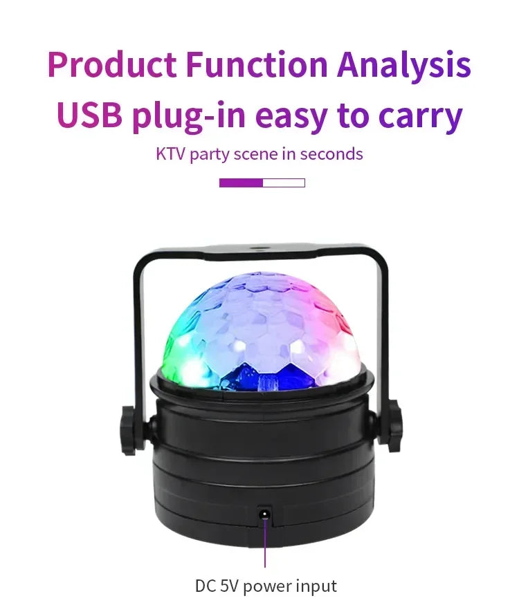 Luz LED de escenario para discoteca, bola giratoria, estroboscópica, control de sonido remoto, mágica, para coche, RGB, regalo de Navidad, fiesta, club, lámpara de espectáculo láser