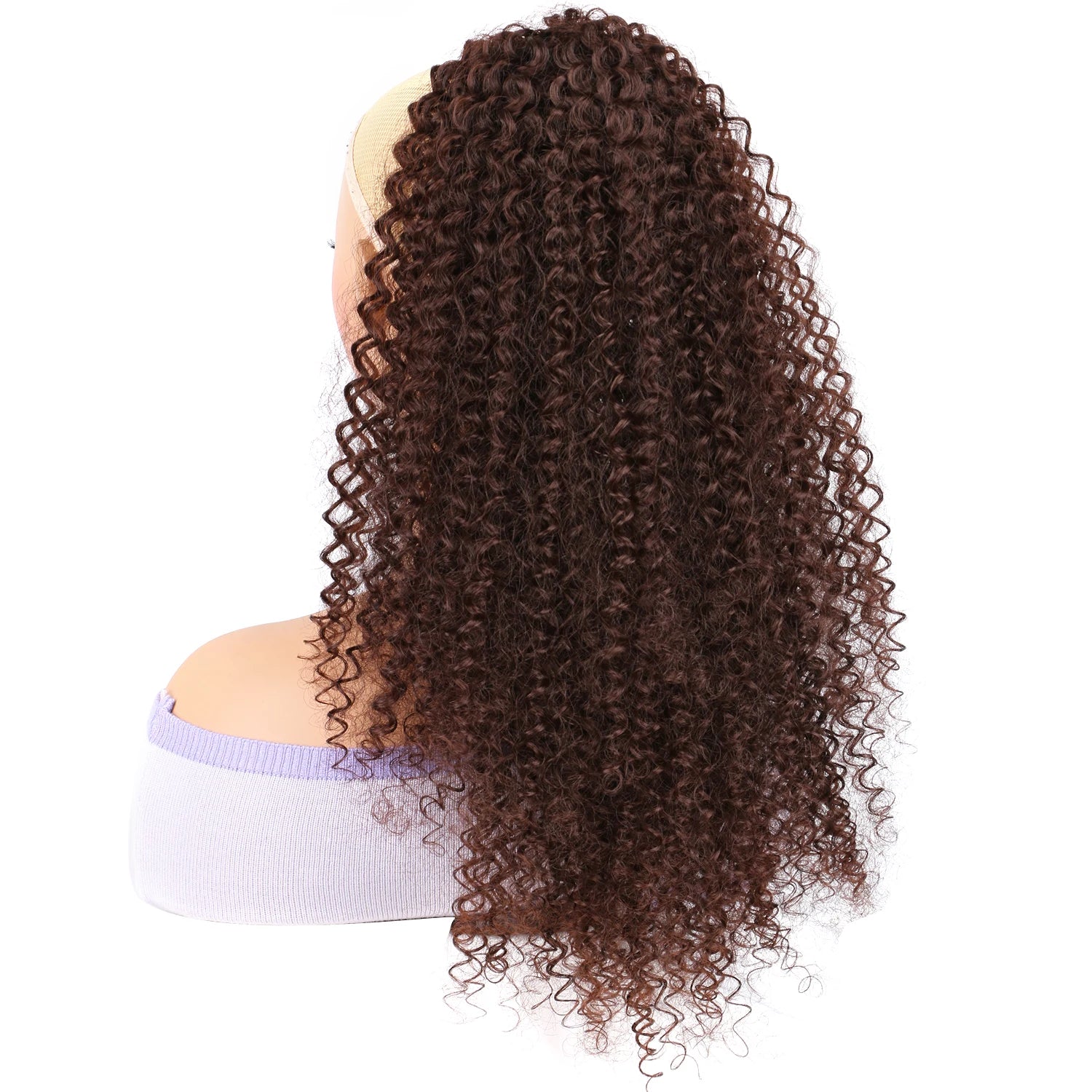 Extensions de Cheveux Synthétiques Frisés Kinky Afro Fluffy en Queue de Cheval avec Cordon de Serrage pour Femmes, 45 cm