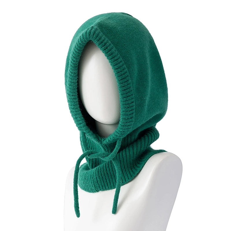 Cagoule d'hiver à capuche pour femme, coupe-vent, en tricot, idéal pour les voyages en plein air
