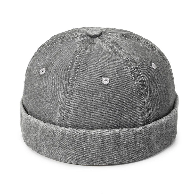 Gorro de punto vintage con bordado de palma para hombre, gorro docker, gorro de propietario de primavera, gorro sin ala unisex de Hip Hop, gorros ajustables