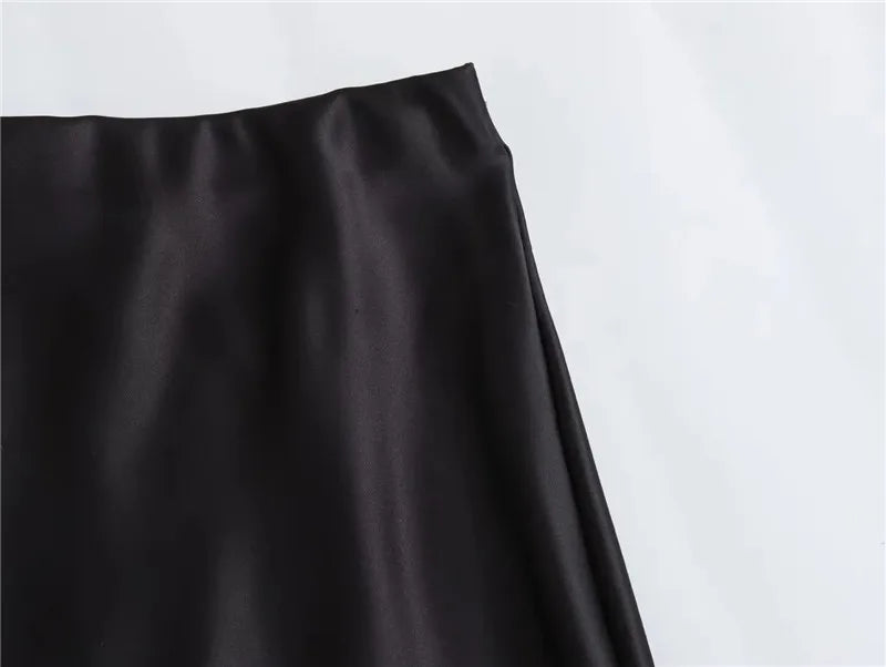 MUJER Mujer Falda de satén Mujer Faldas largas de cintura alta para mujer Falda midi negra de verano para mujer Faldas elegantes de oficina para mujer