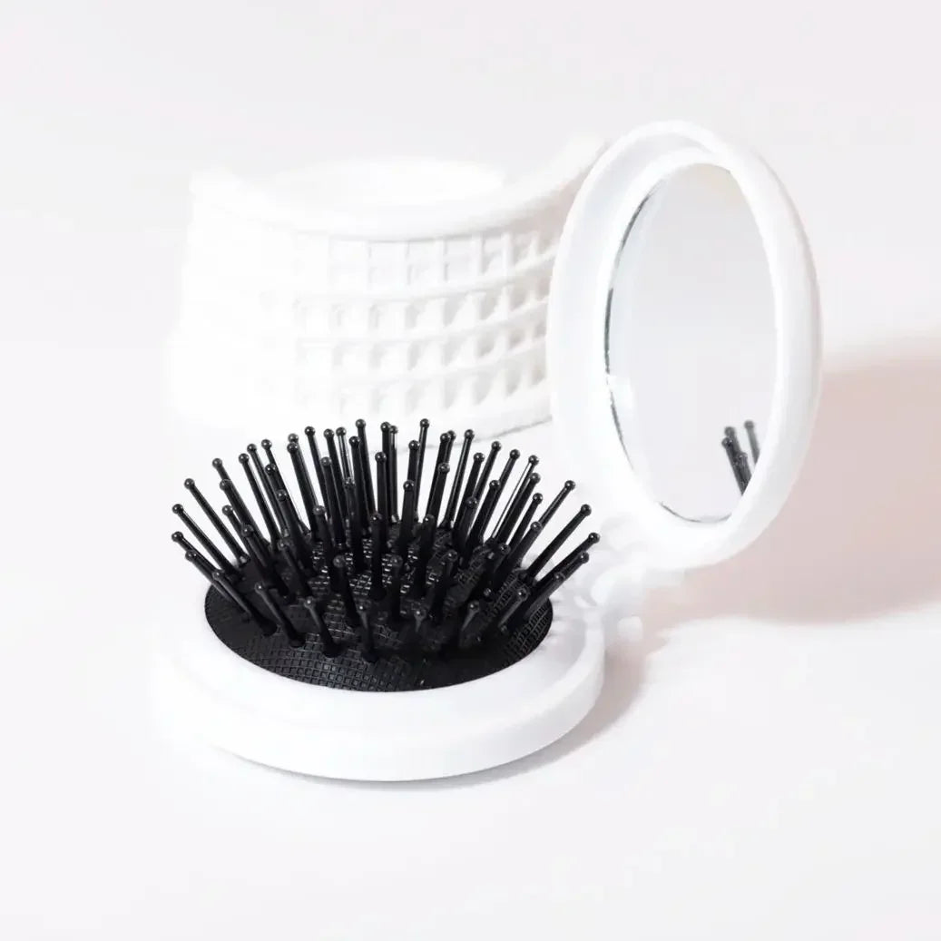 1 pieza Mini masajeador de cabeza plegable espejo antiestático accesorios de peinado cepillo de pelo portátil de viaje peine especial para pelucas de pelo real