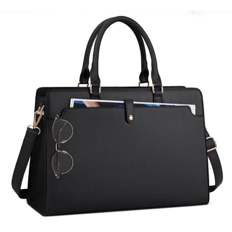 Large Capacity Laptop Bag for Women 15.6 Inch Laptop Tote Bag Leather Work Bag Waterproof Briefcase Business Office Computer Bag