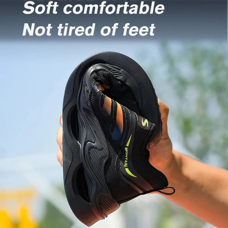 Steel Toe Work Shoes for Men Lightweight Breathable Work Sneakers Indestructible Anti-Smash Anti-Puncture Safety Shoes Man